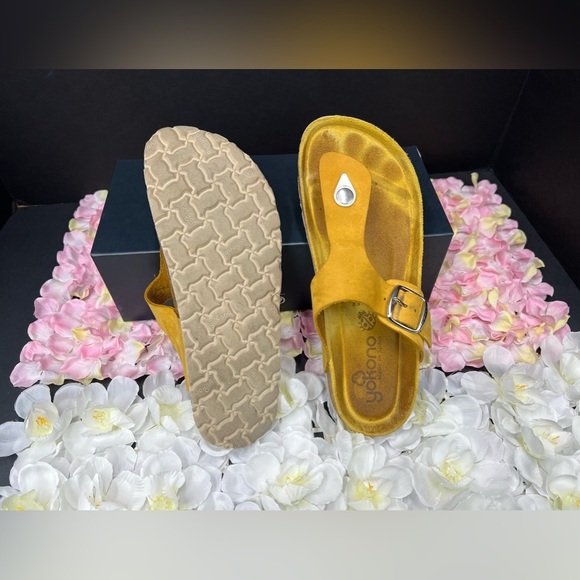 Yokono Yellow Suede Sandals, super cute size 38 - Picture 8 of 9